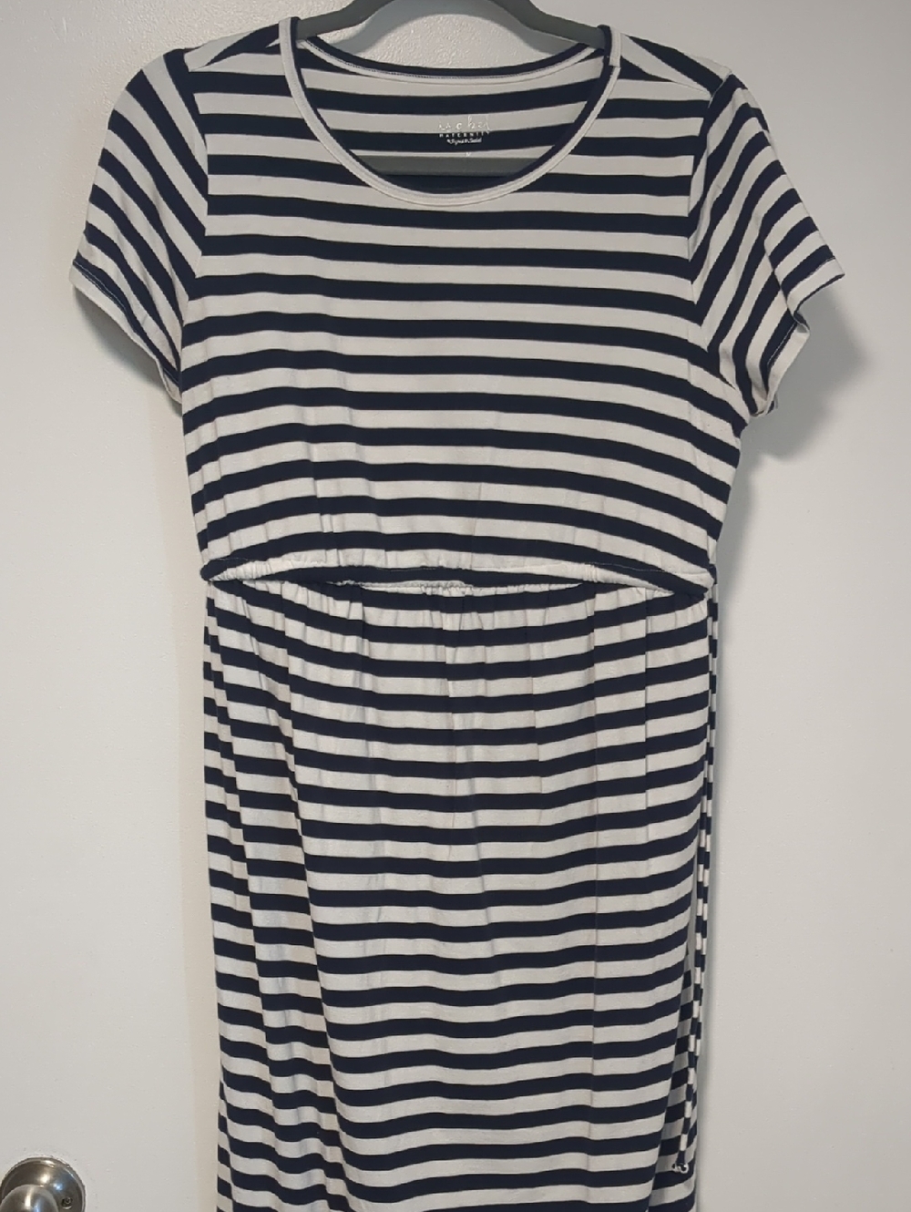 Striped Navy and White Maternity Dress